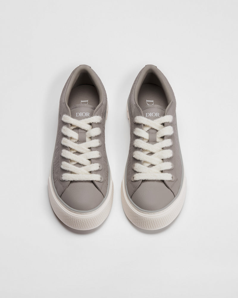 Dior B33 Spin Grey Embossed Logo Leather Low‑Top Sneakers