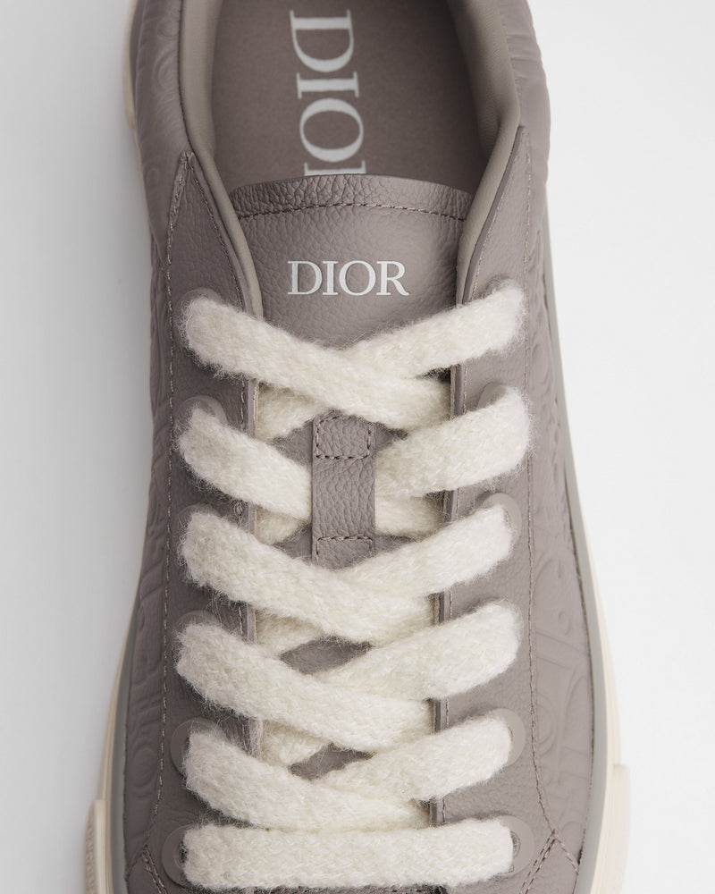 Dior B33 Spin Grey Embossed Logo Leather Low‑Top Sneakers