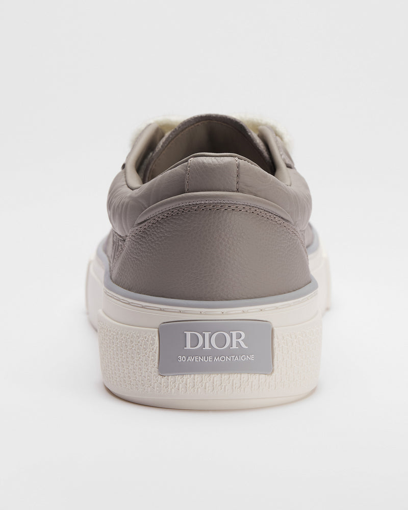 Dior B33 Spin Grey Embossed Logo Leather Low‑Top Sneakers