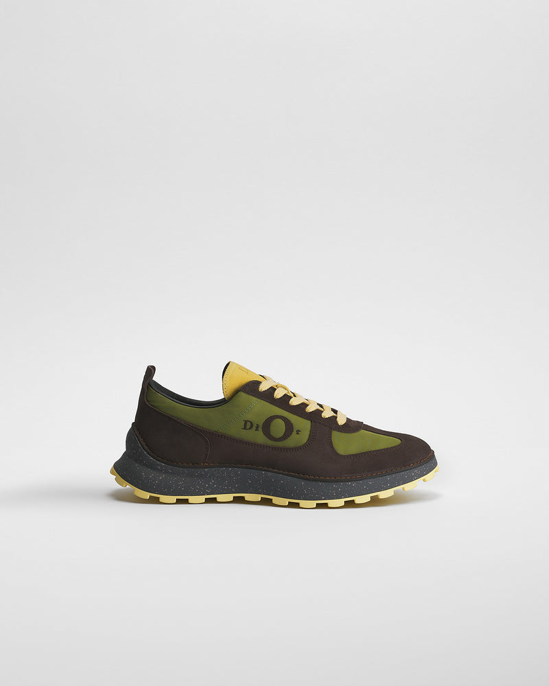 Dior B31 Runner Brown‑Olive Suede & Nylon Low‑Top Sneakers