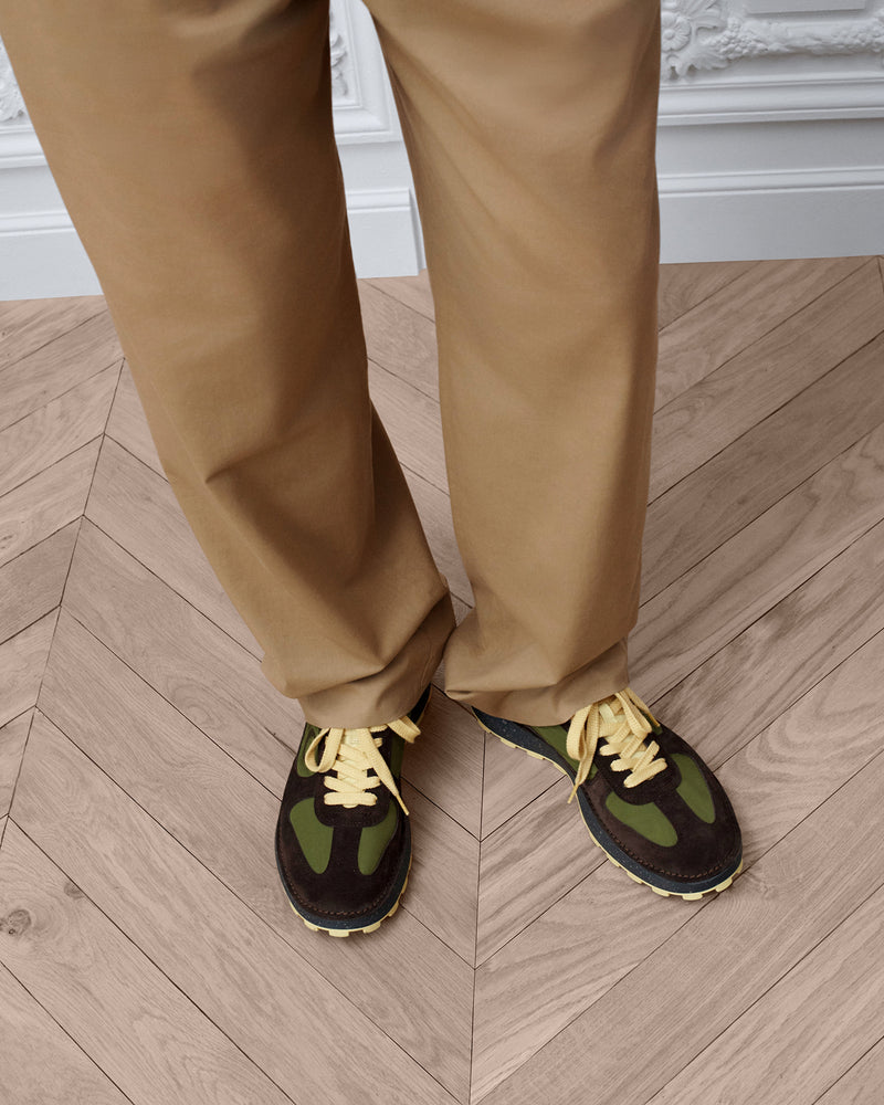 Dior B31 Runner Brown‑Olive Suede & Nylon Low‑Top Sneakers