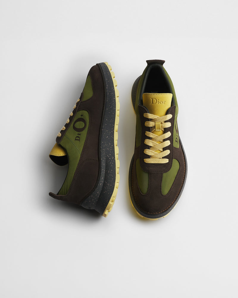 Dior B31 Runner Brown‑Olive Suede & Nylon Low‑Top Sneakers