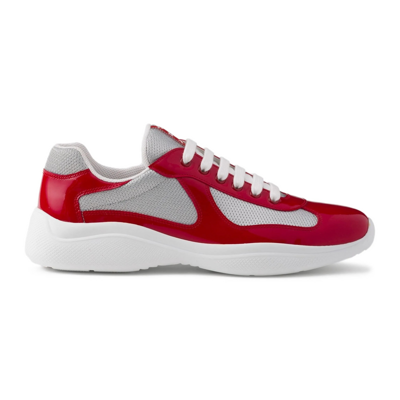 Prada America's Cup Red Gray Mesh Sneakers