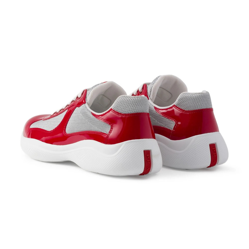 Prada America's Cup Red Gray Mesh Sneakers