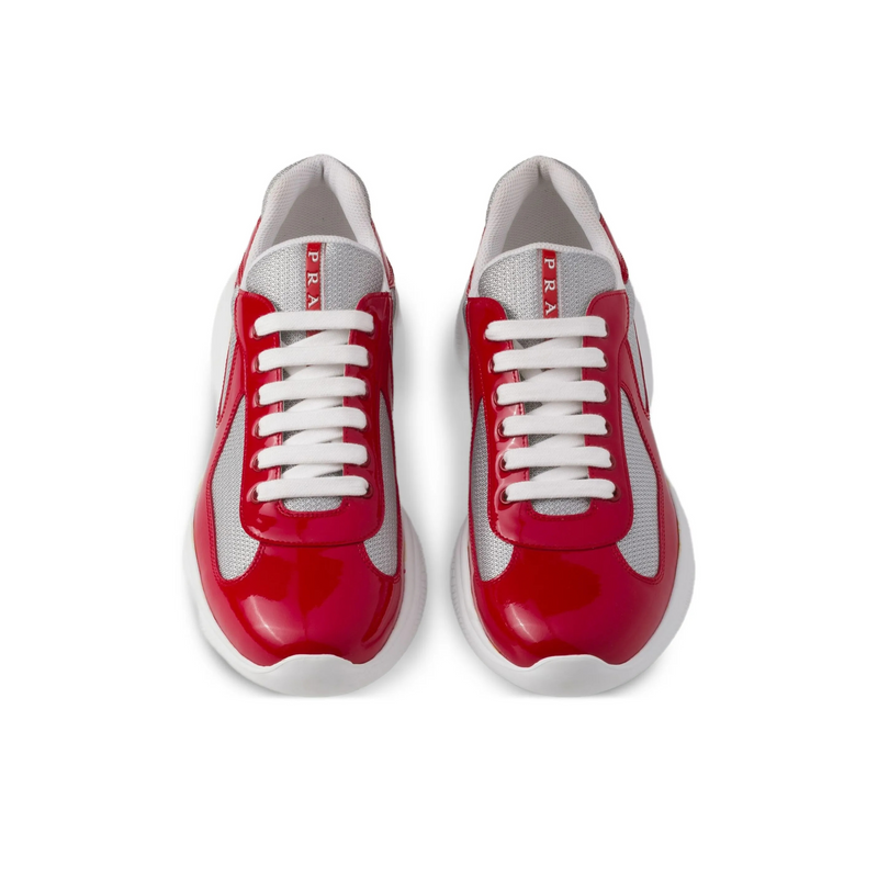 Prada America's Cup Red Gray Mesh Sneakers