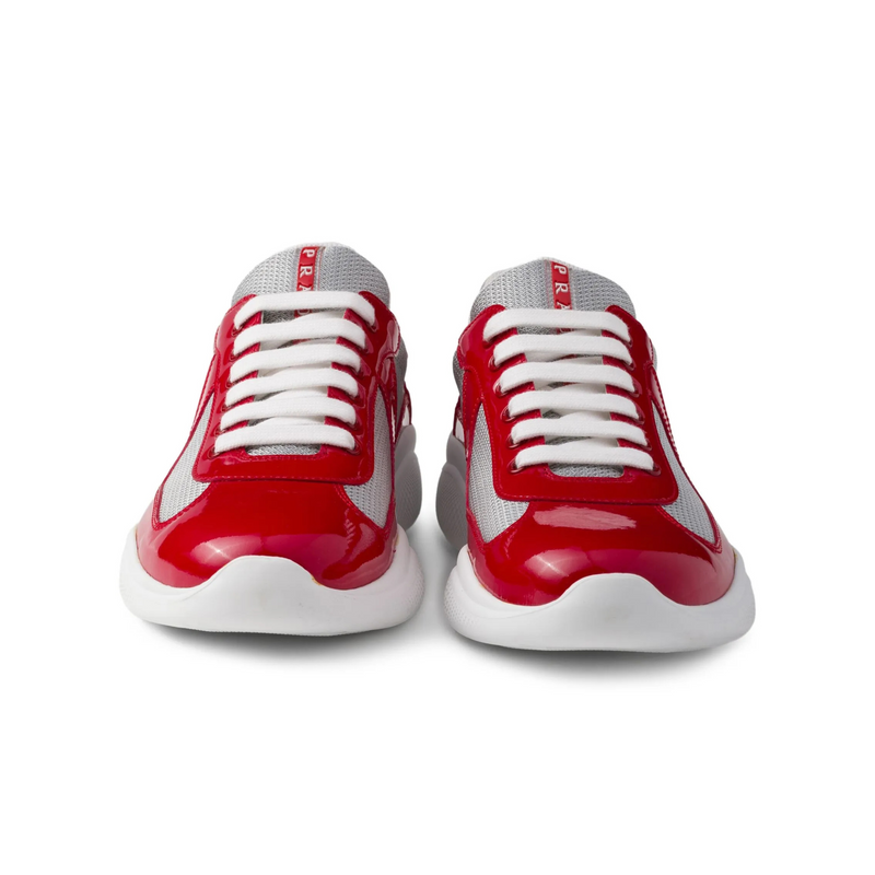 Prada America's Cup Red Gray Mesh Sneakers