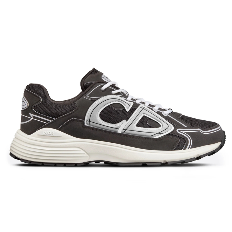 Dior B30 Dark Brown Silver Technical Mesh Sneakers