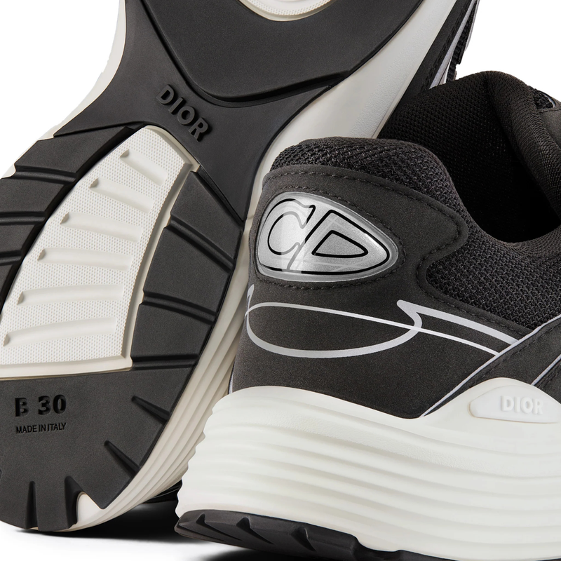 Dior B30 Dark Brown Silver Technical Mesh Sneakers