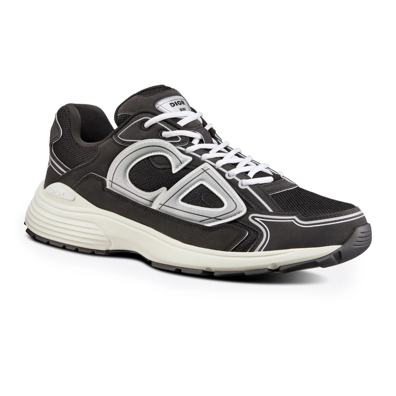 Dior B30 Dark Brown Silver Technical Mesh Sneakers
