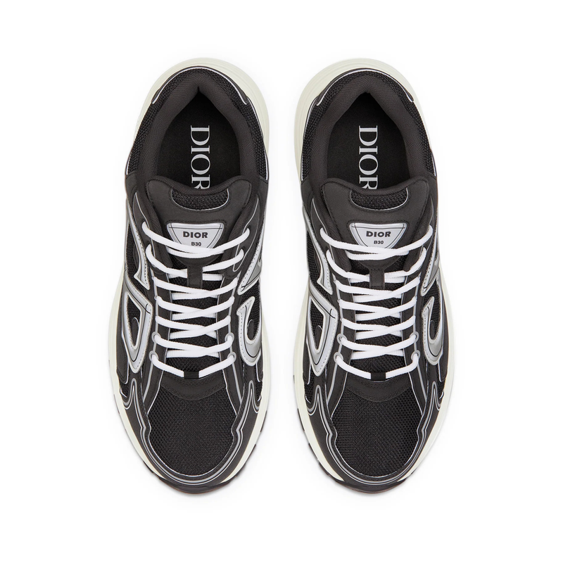 Dior B30 Dark Brown Silver Technical Mesh Sneakers