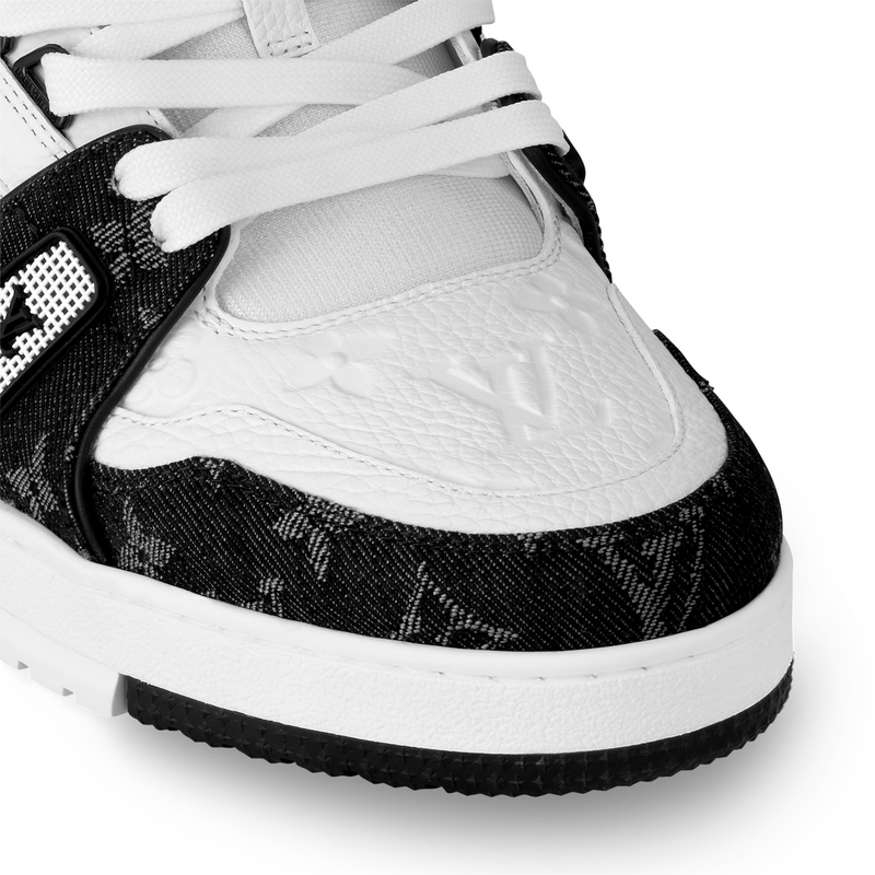 Louis Vuitton Trainer Black White Monogram Denim Leather Sneakers