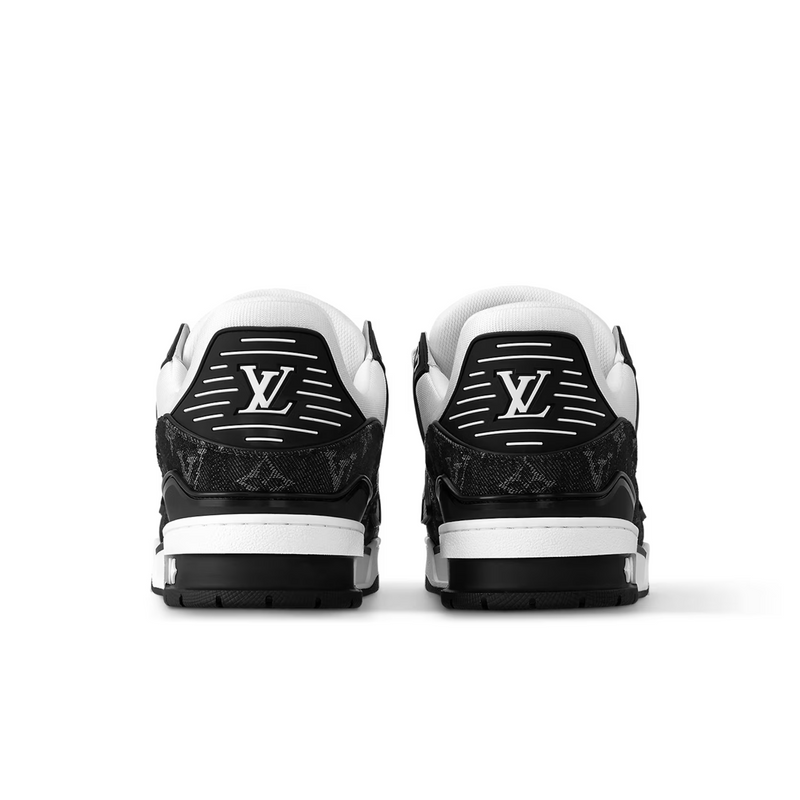 Louis Vuitton Trainer Black White Monogram Denim Leather Sneakers