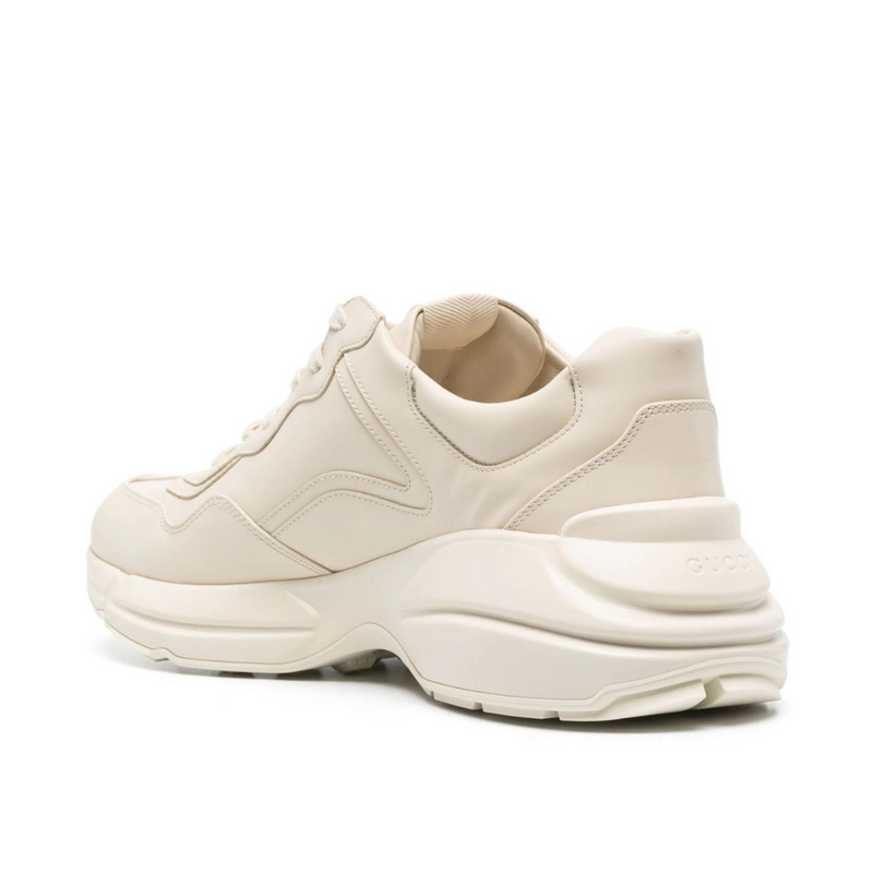 Gucci Rhyton Ivory Leather Logo Print Dad Sneakers