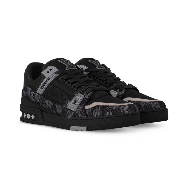 Louis Vuitton Trainer Black Damier Denim Leather Sneakers