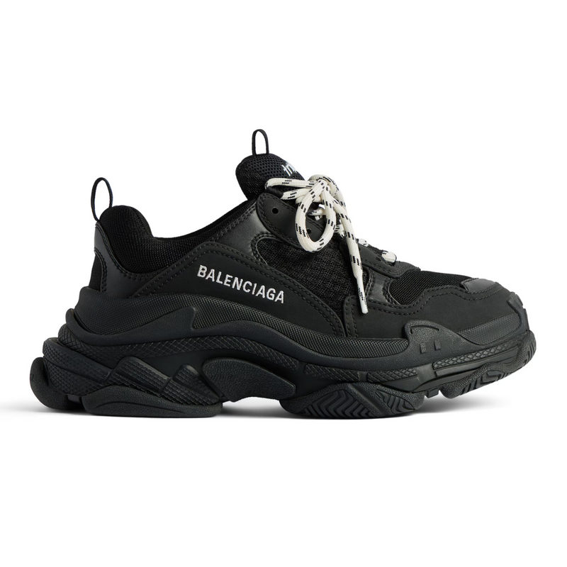 Balenciaga Triple S Black Mesh Leather Chunky Sneakers