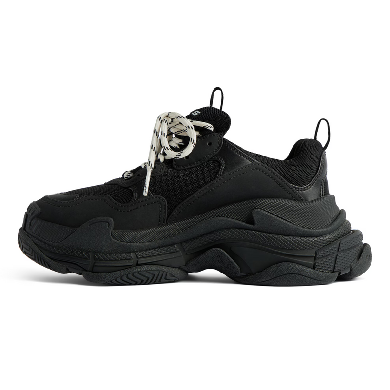 Balenciaga Triple S Black Mesh Leather Chunky Sneakers