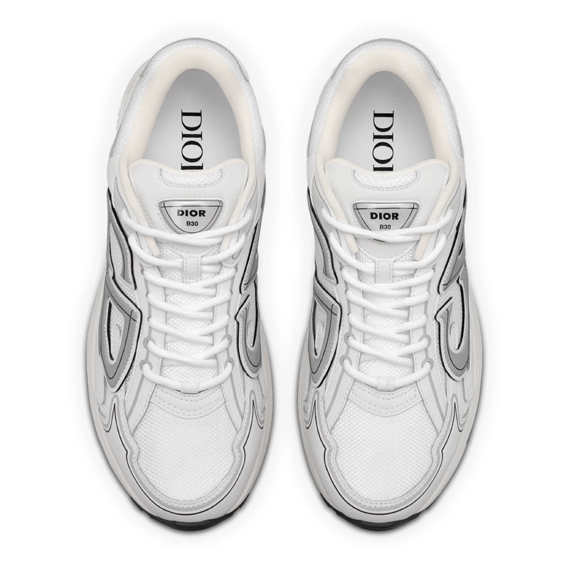 Dior B30 White Silver Technical Mesh Sneakers