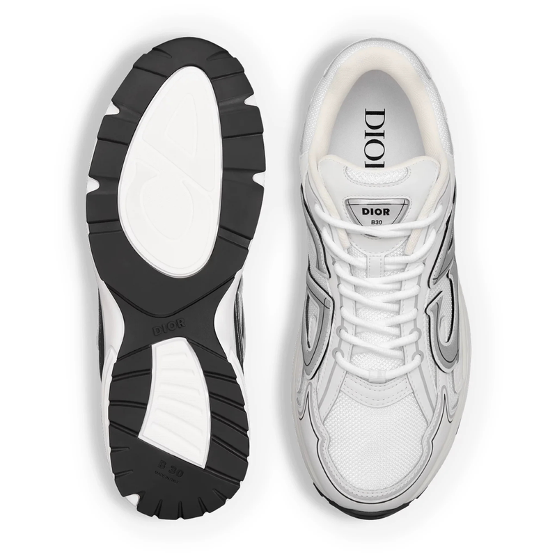 Dior B30 White Silver Technical Mesh Sneakers