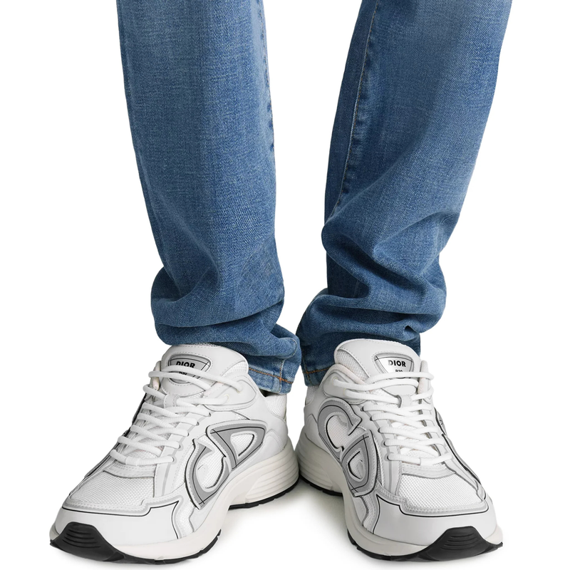 Dior B30 White Silver Technical Mesh Sneakers