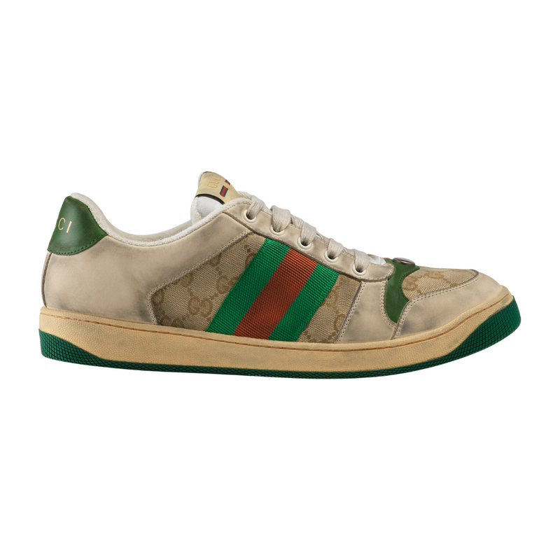 Gucci Screener Beige Green Web Sneakers