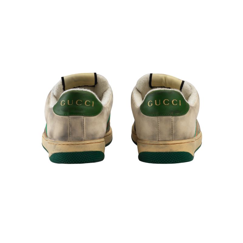Gucci Screener Beige Green Web Sneakers