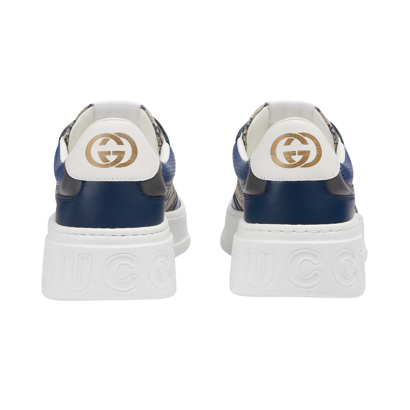 Gucci GG Platform Blue Beige Canvas Sneakers