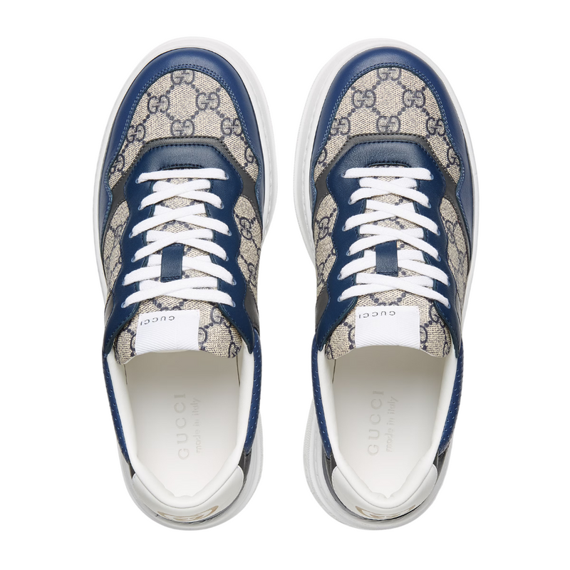 Gucci GG Platform Blue Beige Canvas Sneakers