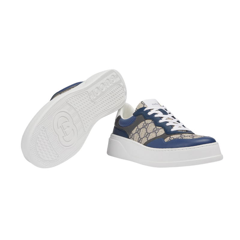 Gucci GG Platform Blue Beige Canvas Sneakers