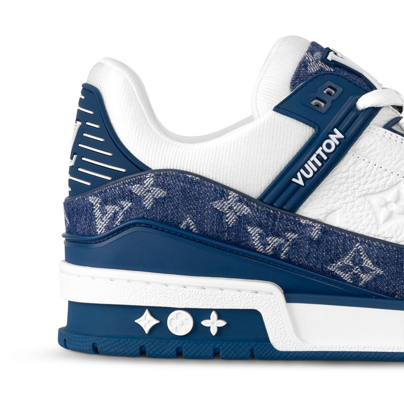 Louis Vuitton Trainer White & Blue Monogram Denim Sneakers