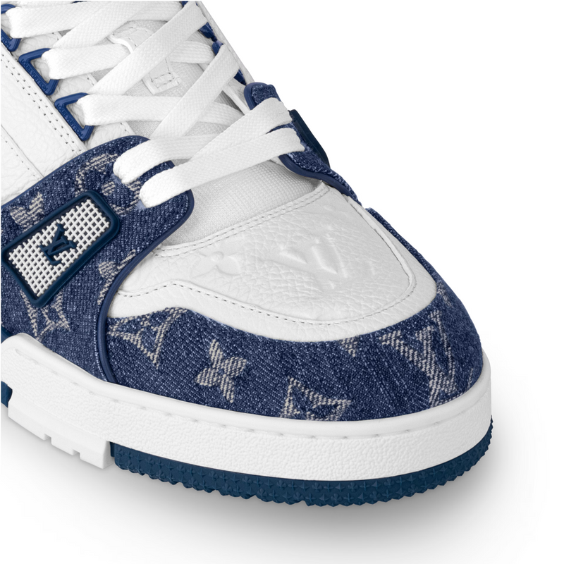 Louis Vuitton Trainer White & Blue Monogram Denim Sneakers