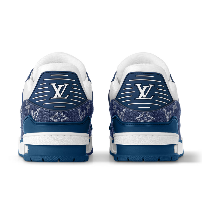 Louis Vuitton Trainer White & Blue Monogram Denim Sneakers