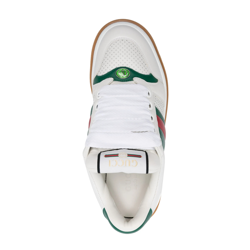 Gucci Screener White Leather Web Stripe Platform Sneakers