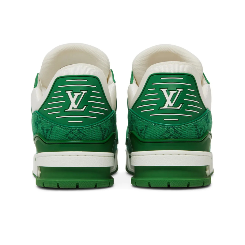 Louis Vuitton Trainer White & Green Monogram Denim Sneakers
