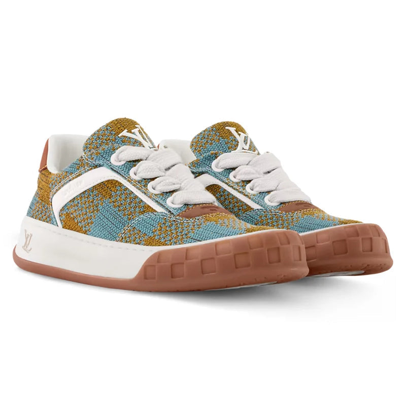 Louis Vuitton LV Tilted Blue Ochre Tweed Sneaker