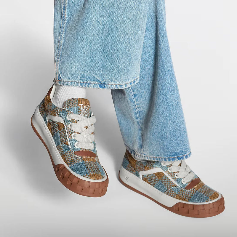 Louis Vuitton LV Tilted Blue Ochre Tweed Sneaker