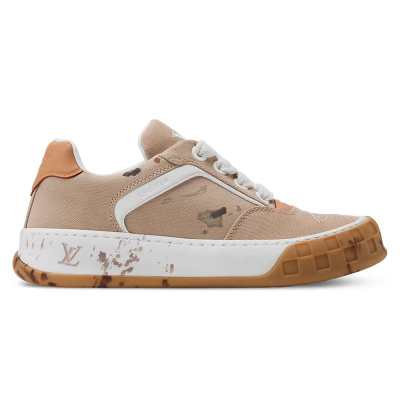 Louis Vuitton LV Tilted Beige Canvas Paint Splatter Sneaker