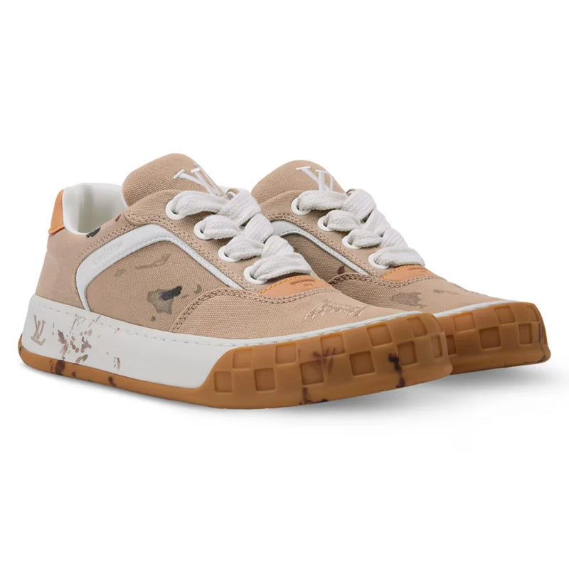 Louis Vuitton LV Tilted Beige Canvas Paint Splatter Sneaker