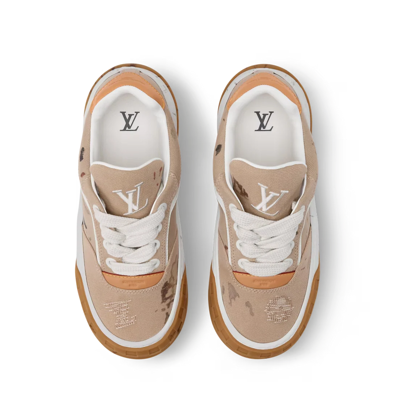 Louis Vuitton LV Tilted Beige Canvas Paint Splatter Sneaker
