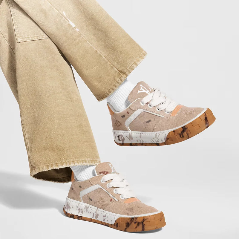 Louis Vuitton LV Tilted Beige Canvas Paint Splatter Sneaker
